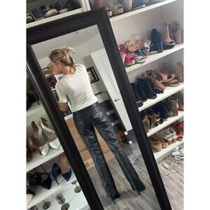 NWT Wilson Leather Black Leather Bootcut Pants, size 2